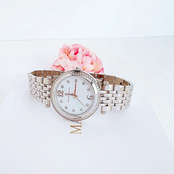 Set Đồng Hồ Và Vòng Đeo Tay Nữ Christian Van Sant Quartz Dial 36mm Màu Bạc Trắng