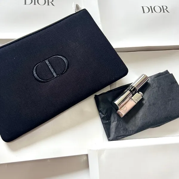 Set Son Dior 001 Mini Pink Gloss Và Mascara Beauty Black 3 Món