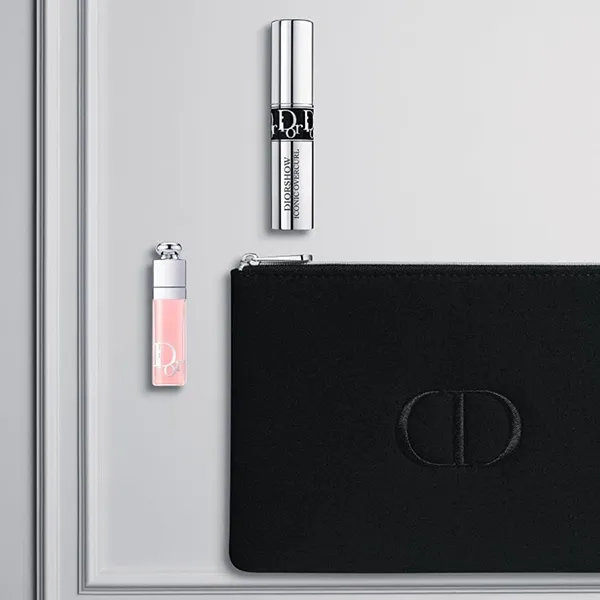 Set Son Dior 001 Mini Pink Gloss Và Mascara Beauty Black 3 Món