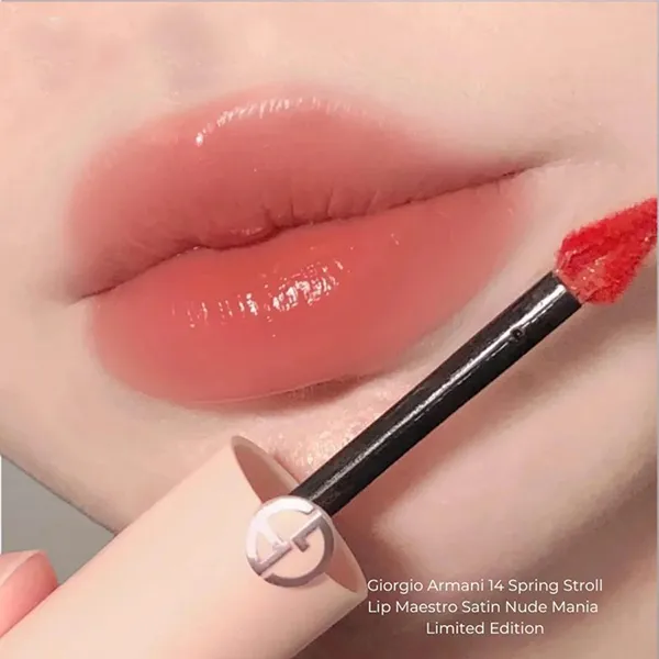 Son Kem Giorgio Armani Lip Maestro Satin Nude Mania Limited Edition 14 Spring Stroll Màu Cam Hồng Đất