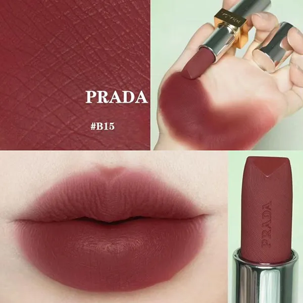 Son Prada Monochrome Hyper Matte B15 Uniform Màu Đỏ Mận Nâu - Son Môi - Vua Hàng Hiệu