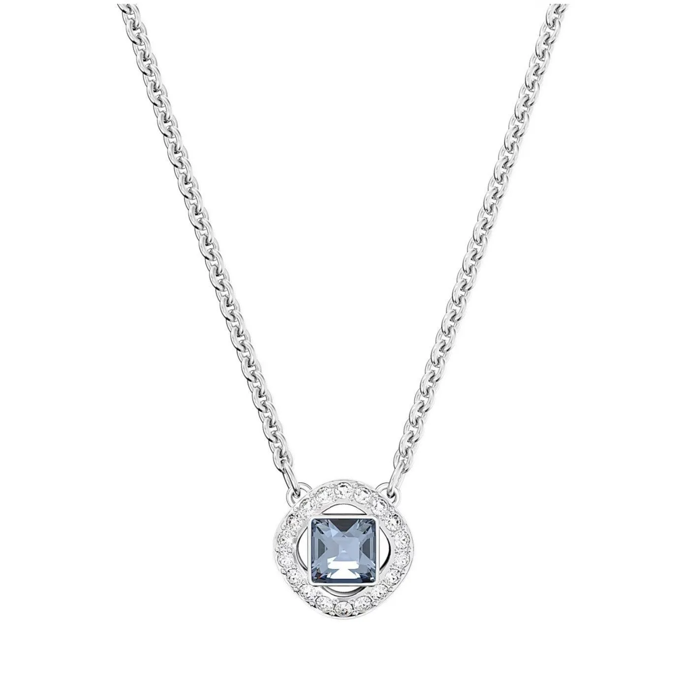 Dây chuyền Swarovski Angelic đá vuông - Swarovski Angelic necklace Square cut, Blue, Rhodium plated