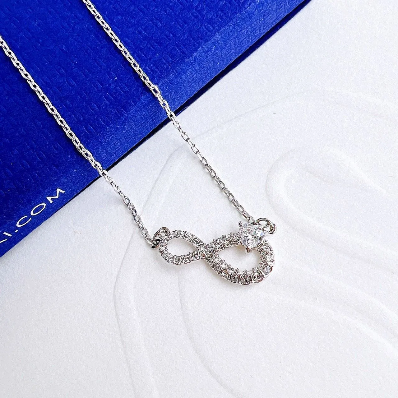 Dây chuyền Swarovski Infinity trắng - Swarovski Infinity necklace, White, Rhodium plated