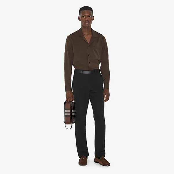 Túi Cầm Tay Nam Burberry Check Leather Travel Pouch Màu Nâu - Túi xách - Vua Hàng Hiệu