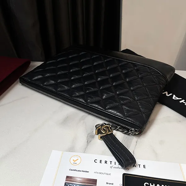 Túi Cầm Tay Nữ Chanel Gabrielle Small Calfskin Clutch Màu Đen