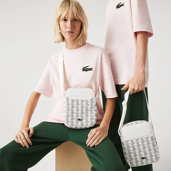 Túi Đeo Chéo Lacoste Unisex Monogram Print Camera Bag NH4094JX F89 Màu Trắng