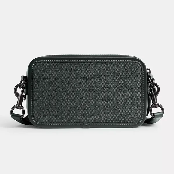 Túi Đeo Chéo Nam Coach Charter Slim Crossbody In Micro Signature Jacquard CM372 Màu Xanh Đậm