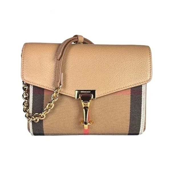 Túi Đeo Chéo Nữ Burberry Macken Small Flap Chain Crossbody Bag Màu Be Nâu