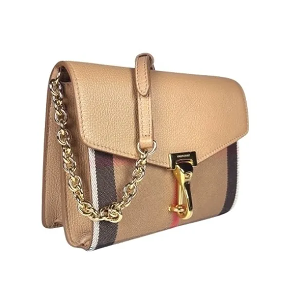 Túi Đeo Chéo Nữ Burberry Macken Small Flap Chain Crossbody Bag Màu Be Nâu