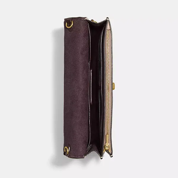 Túi Đeo Chéo Nữ Coach Hutton Clutch With Colorblock Quilting 856 Màu Be