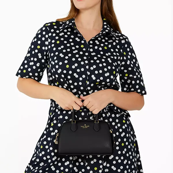 Túi Đeo Chéo Nữ Kate Spade Madison Saffiano Leather Dolly Duffle Crossbody KF493 Màu Đen