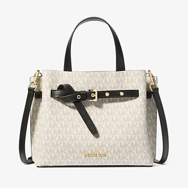Túi Đeo Chéo Nữ Michael Kors MK Emilia Small Logo Satchel 35H0GU5S1B Màu Kem Phối Đen