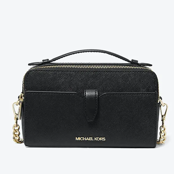 Túi Đeo Chéo Nữ Michael Kors MK Jet Set Medium Double Zip Phone Crossbody Bag 35F2GTTC2L Màu Đen