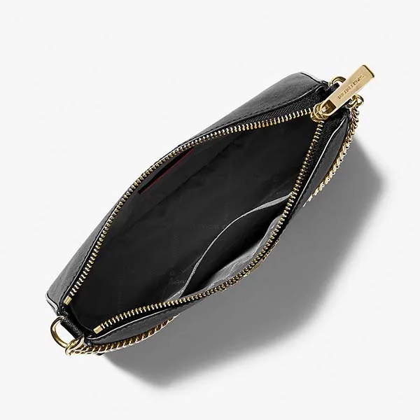 Túi Đeo Chéo Nữ Michael Kors MK Jet Set Medium Saffiano Leather Crossbody Bag 35S0GTVU6L Màu Đen - Vàng
