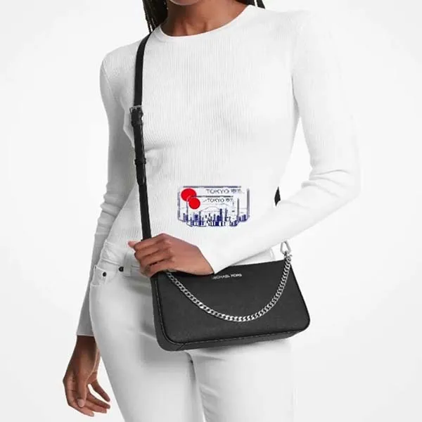 Túi Đeo Chéo Nữ Michael Kors MK Jet Set Medium Saffiano Leather Crossbody Bag 35S0STVU6L Màu Đen