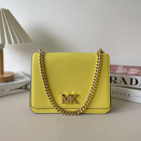 Túi Đeo Chéo Nữ Michael Kors MK Moot Leather Shoulder Flap Yeallow 35S0GOXL3T Màu Vàng