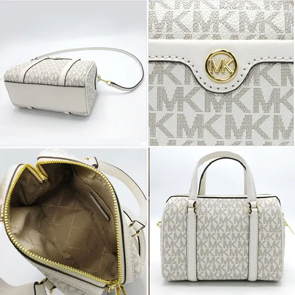 Túi Đeo Chéo Nữ Michael Kors MK Travel Small Mini Duffle Shoulder Crossbody Bag 35S4GTFC1B Màu Trắng - Túi xách - Vua Hàng Hiệu