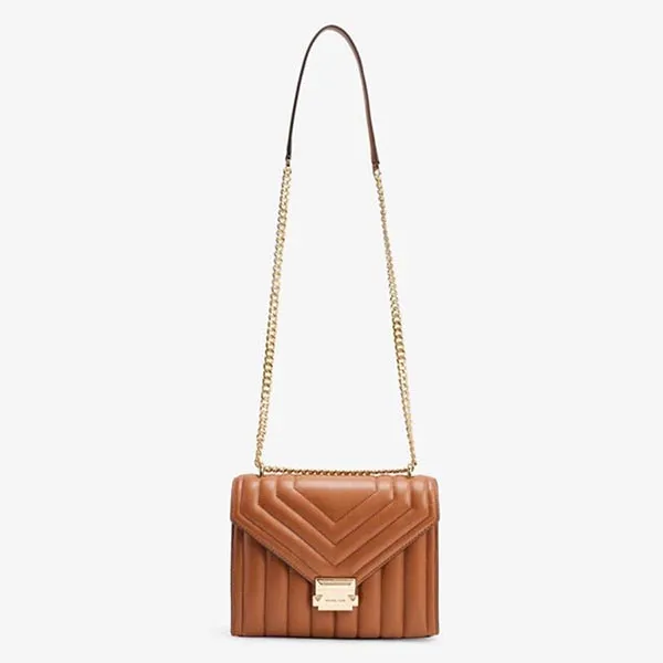 Túi Đeo Chéo Nữ Michael Kors MK Whitney Medium Quilted Shoulder Bag 35R4GWHL6U Màu Nâu
