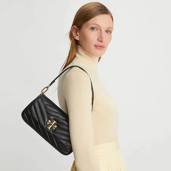 Túi Đeo Chéo Nữ Tory Burch Small Kira Chevron Flap Shoulder Bag Màu Đen