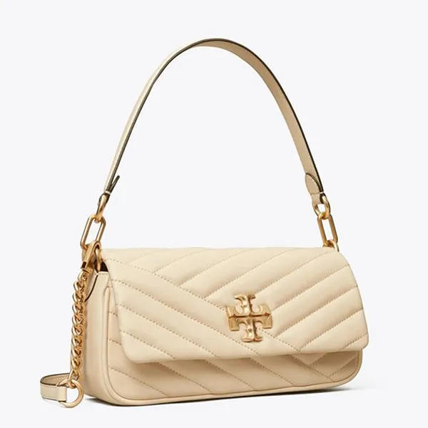 Túi Đeo Chéo Nữ Tory Burch Small Kira Chevron Flap Shoulder Bag Màu Kem