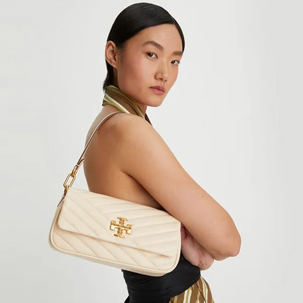 Túi Đeo Chéo Nữ Tory Burch Small Kira Chevron Flap Shoulder Bag Màu Kem