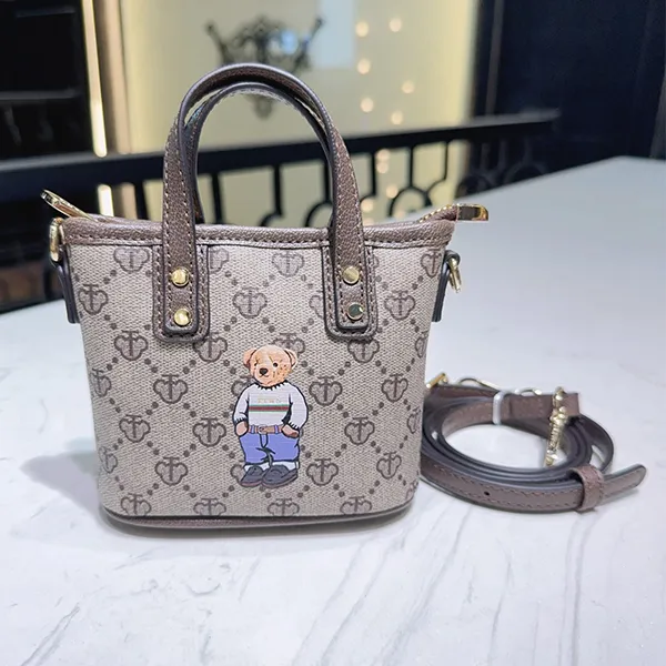 Túi Đeo Chéo Nữ TTWN BEAR TN3259 Màu Xám Viền Nâu