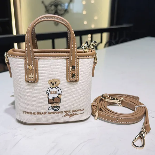 Túi Đeo Chéo Nữ TTWN BEAR TN3259 TN3535 Màu Be Viền Nâu
