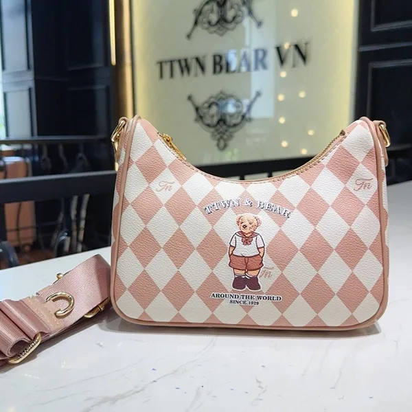 Túi Đeo Chéo Nữ TTWN BEAR TN3391 TN3357 Màu Hồng Caro