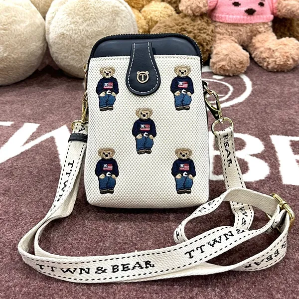 Túi Đeo Chéo Nữ TTWN BEAR TT2358 TT2360 Màu Be Viền Đen