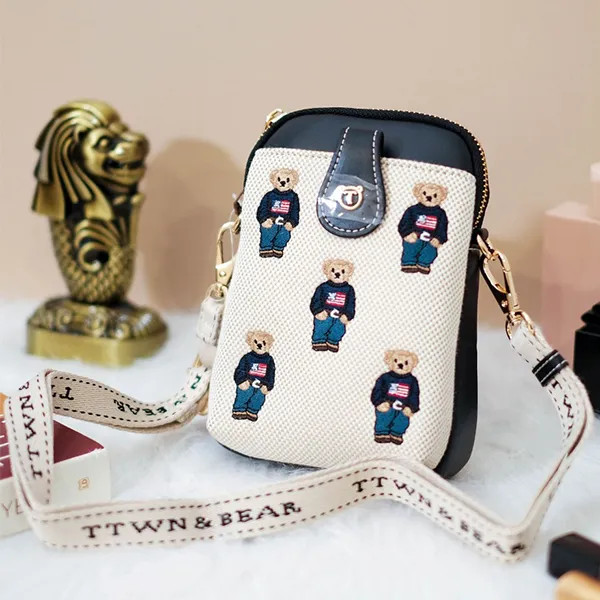 Túi Đeo Chéo Nữ TTWN BEAR TT2358 TT2360 Màu Be Viền Đen