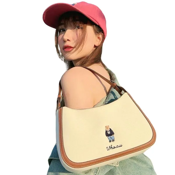 Túi Đeo Chéo Nữ WHOAU Steve Mini Canvas Hobobag WHBGE3813A Màu Trắng - Túi xách - Vua Hàng Hiệu
