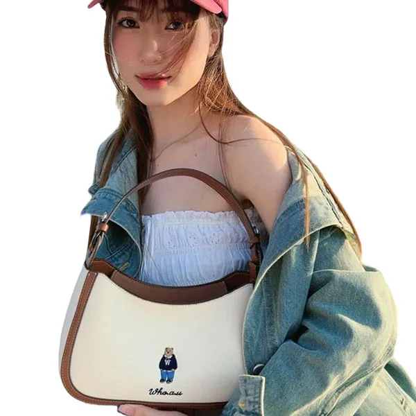 Túi Đeo Chéo Nữ WHOAU Steve Mini Canvas Hobobag WHBGE3813A Màu Trắng - Túi xách - Vua Hàng Hiệu