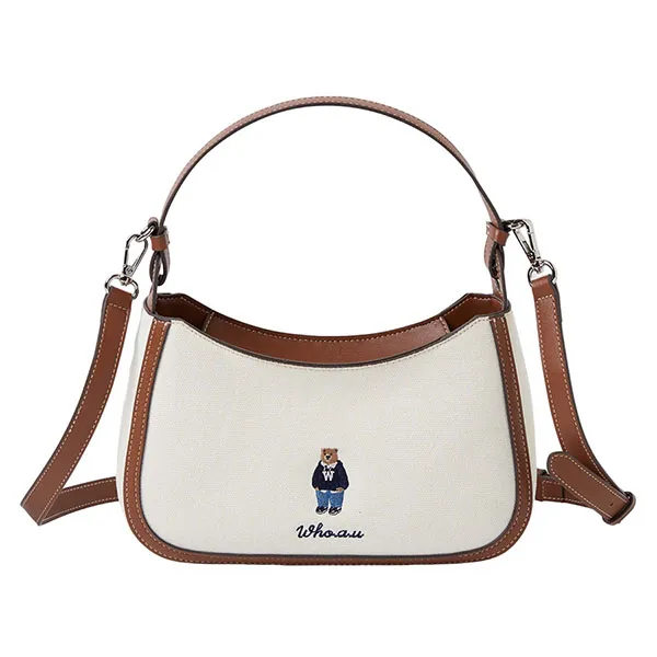 Túi Đeo Chéo Nữ WHOAU Steve Mini Canvas Hobobag WHBGE3813A Màu Trắng - Túi xách - Vua Hàng Hiệu
