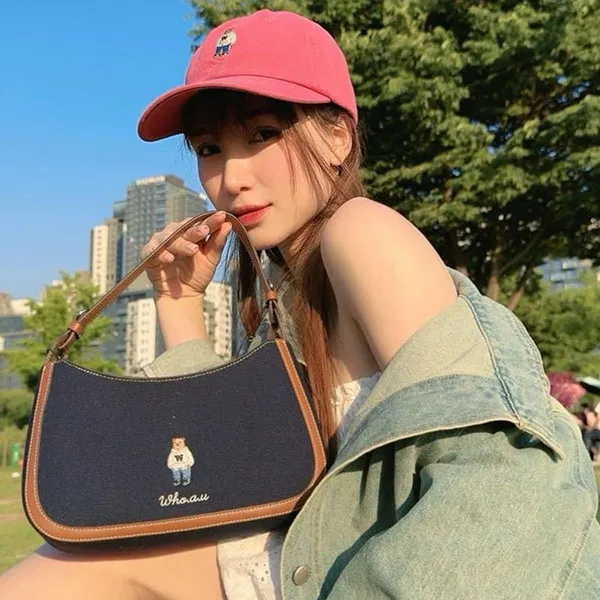 Túi Đeo Chéo Nữ WHOAU Steve Mini Canvas Hobobag WHBGE3813A Màu Xanh Navy - Túi xách - Vua Hàng Hiệu