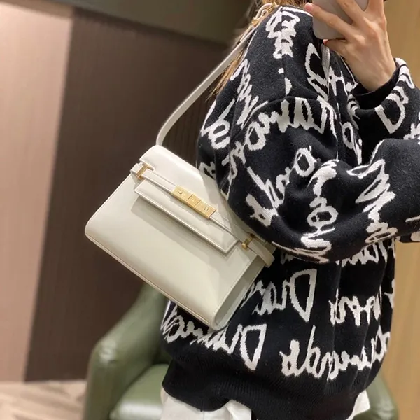 Túi Đeo Chéo Nữ Yves Saint Laurent YSL Manhatta Mini Crossbody Bag In Box 7277660SX0W9207 Màu Trắng - Túi xách - Vua Hàng Hiệu