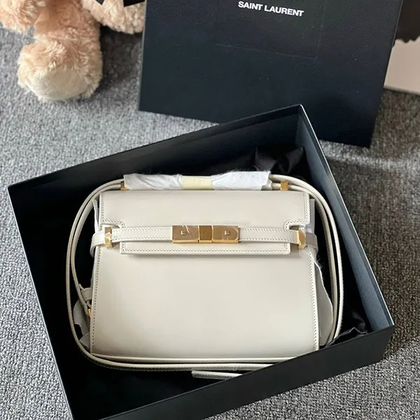 Túi Đeo Chéo Nữ Yves Saint Laurent YSL Manhatta Mini Crossbody Bag In Box 7277660SX0W9207 Màu Trắng - Túi xách - Vua Hàng Hiệu