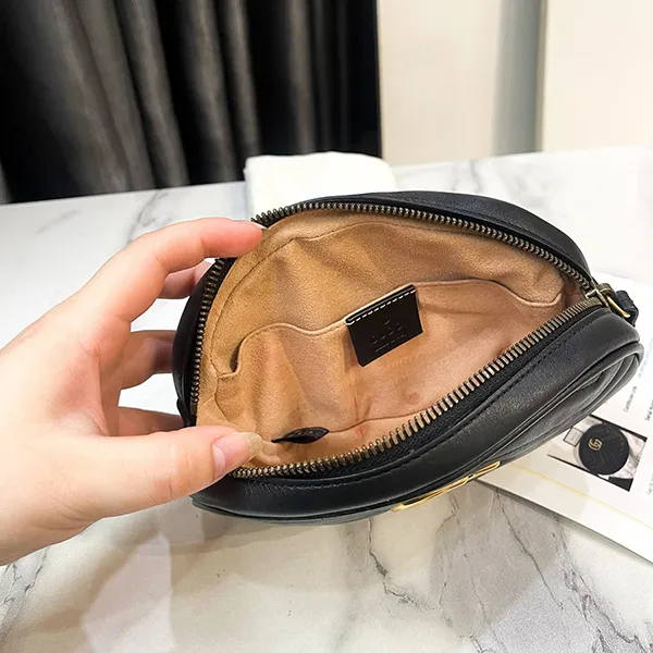 Túi Đeo Hông Nữ Gucci Logo Detail Chevron Quilted Leather Belt Bag Black Màu Đen - Túi xách - Vua Hàng Hiệu