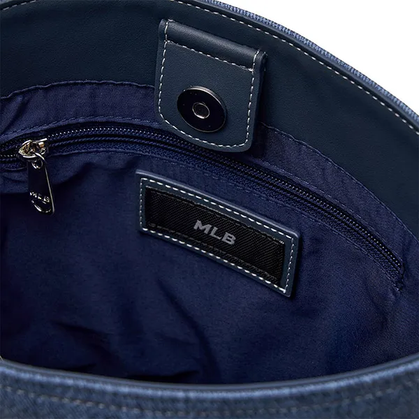 Túi Đeo Vai MLB Denim Coopers Mega Logo New York Yankees Bucket Bag 3ABML054N-50INS Màu Xanh Denim