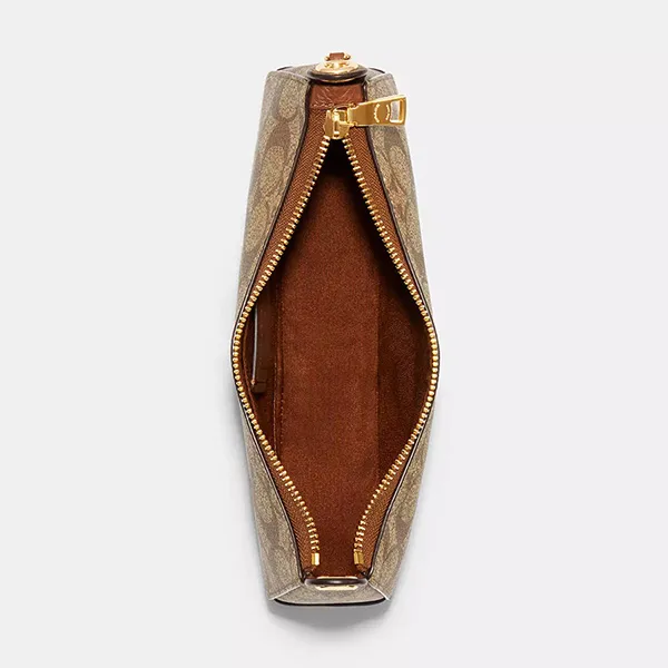 Túi Đeo Vai Nữ Coach Jes Baguette In Signature Canvas C7264 Màu Nâu
