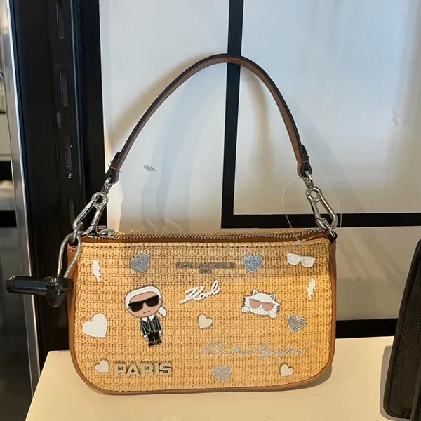 Túi Đeo Vai Nữ Karl Lagerfeld Demi Mini Cate Pins Bag Màu Be Nâu
