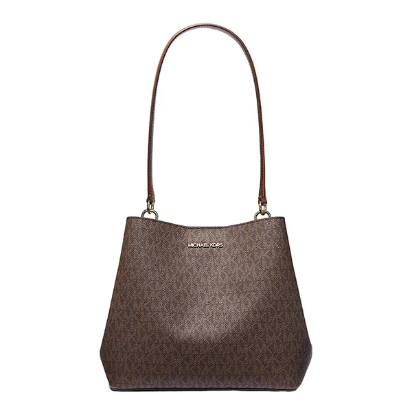 Túi Đeo Vai Nữ Michael Kors MK Pratt Medium Signature Logo Shoulder Bag 35S4G3FS2V Màu Nâu - Túi xách - Vua Hàng Hiệu