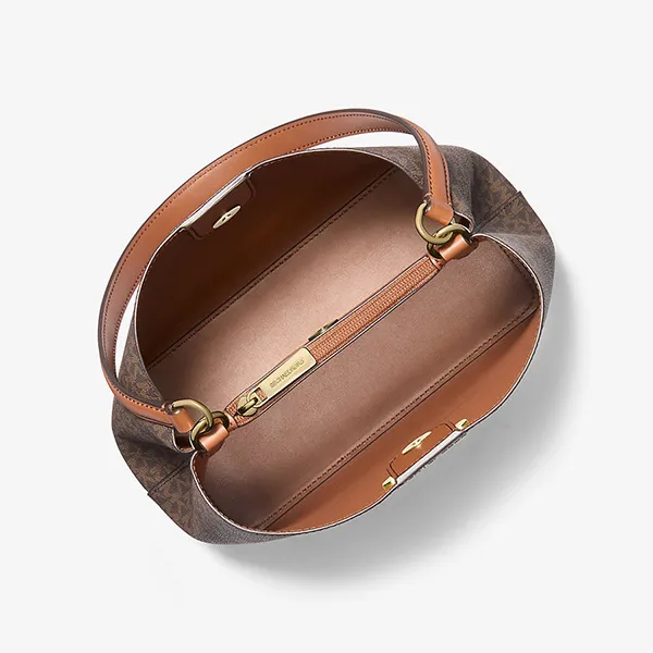 Túi Đeo Vai Nữ Michael Kors MK Pratt Medium Signature Logo Shoulder Bag 35S4G3FS2V Màu Nâu - Túi xách - Vua Hàng Hiệu