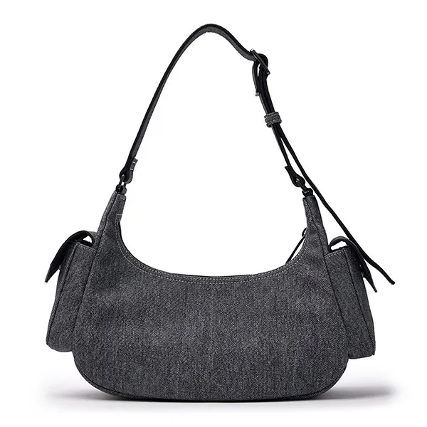 Túi Đeo Vai Nữ MLB Basic Mega Logo Pocket Denim Hobo Bag New York Yankees 3ABQM034N-50BKS Màu Đen - Túi xách - Vua Hàng Hiệu