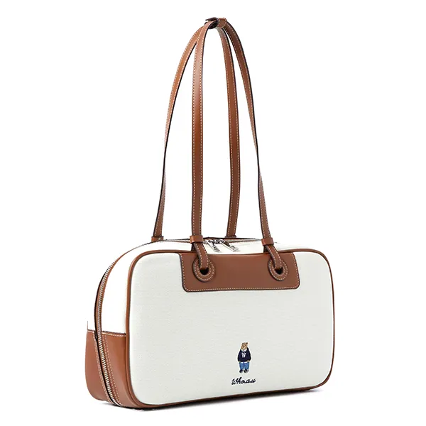 Túi Đeo Vai Nữ WHOAU Steve Canvas Square Bag Màu Be Nâu - Túi xách - Vua Hàng Hiệu