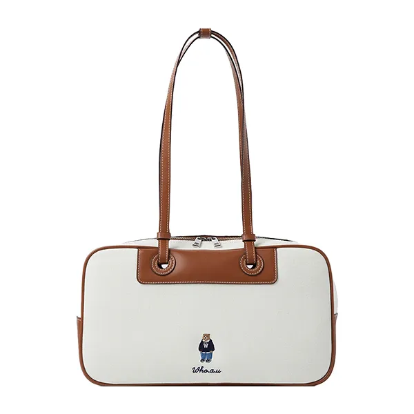 Túi Đeo Vai Nữ WHOAU Steve Canvas Square Bag Màu Be Nâu - Túi xách - Vua Hàng Hiệu
