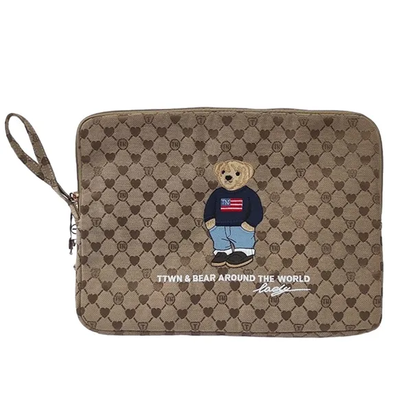 Túi Đựng Laptop Nữ TTWN BEAR TN3772 - Thiết kế Hiện Đại Màu Nâu với Họa Tiết Gấu Đáng Yêu, Chất Liệu Cao Cấp từ Singapore