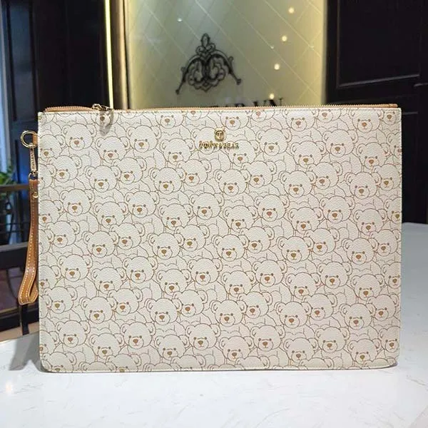 Túi Đựng Laptop Nữ TTWN BEAR TT2488 Họa Tiết Gấu Bông Màu Be