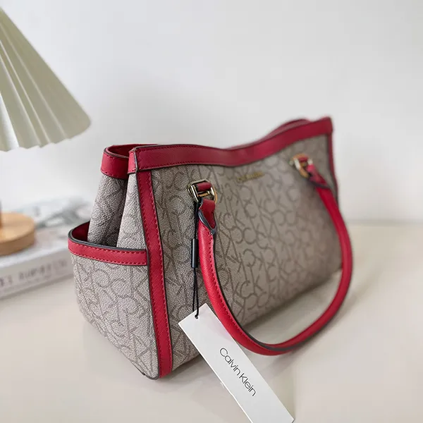 Túi Tote Nữ Calvin Klein CK Beverley Hills Bag Lady Signature HODDJAD2 Màu Xám Đỏ