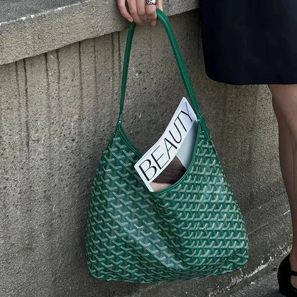 Túi Tote Nữ Goyard Bohème Hobo Bag In Goyardine Chevroches Calfskin Green BOHEMEPMLTY09CL09P Màu Xanh Lá - Túi xách - Vua Hàng Hiệu