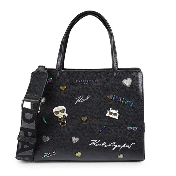 Túi Tote Nữ Karl Lagerfeld Paris Maybelle Round Head Duo Satchel Màu Đen - Túi xách - Vua Hàng Hiệu
